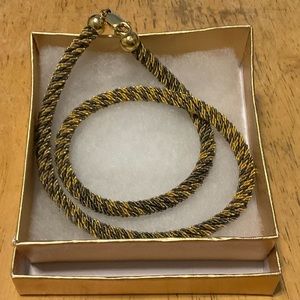 Vintage Sterling Silver Woven Necklace Gold & Grey